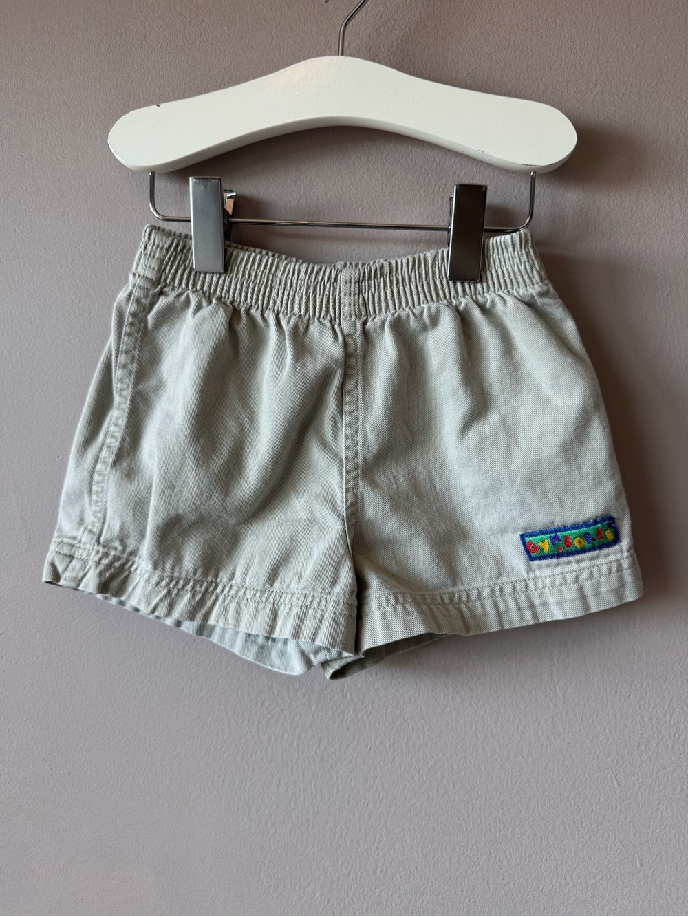 Gymboree Vintage Rainbow‎ Tag Tan Khaki Shorts with Patch Size 9-18 months/XS